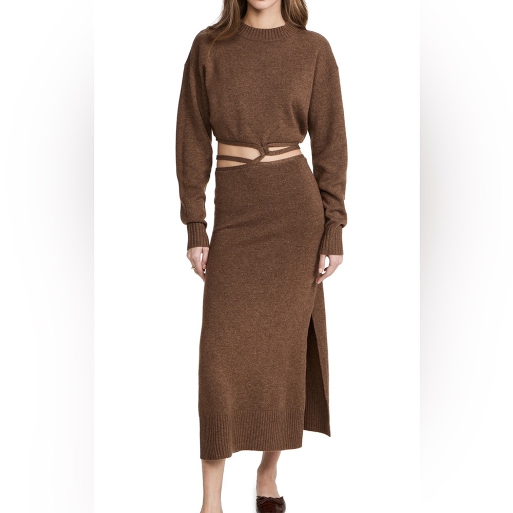 Christopher Esber Knit Tie Sweater Dress In Fawn - Picture 8 of 15